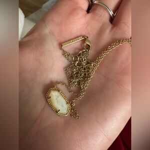 Kendra Scott Gold White Iridescent Opalite Stone Pendant Necklace